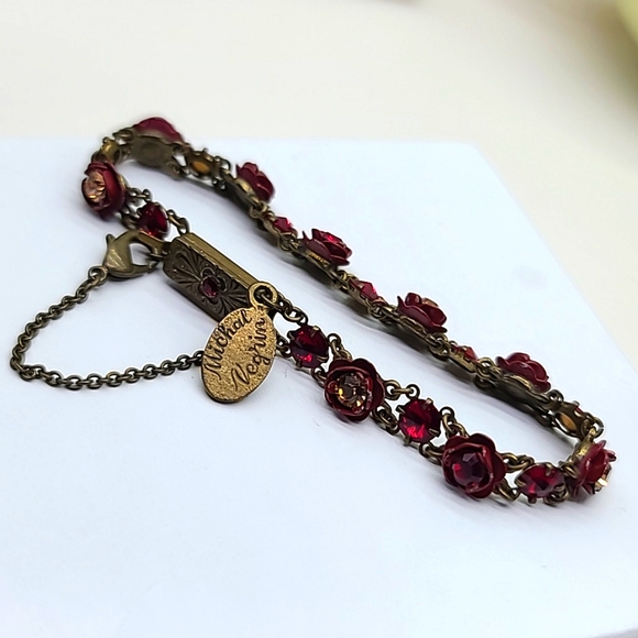 Michael Negrin "ROSE BOUQUET" Vint Sculpted Roses w Crystal Centers Bracelet 🥀 - Picture 6 of 11